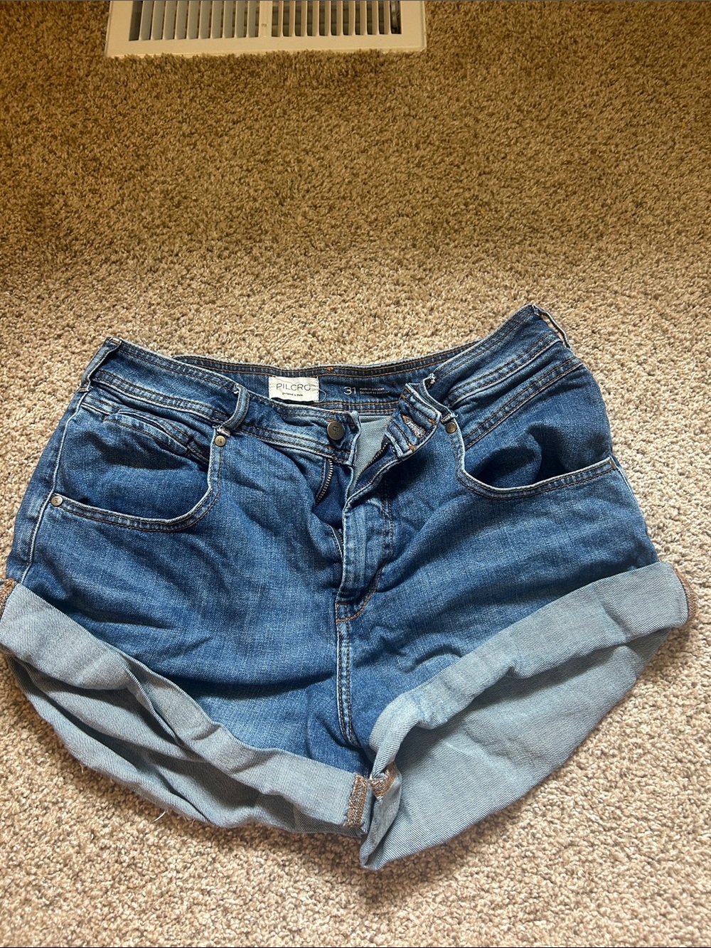 Pilcro Medium Blue Rolled-Hem Denim Shorts
